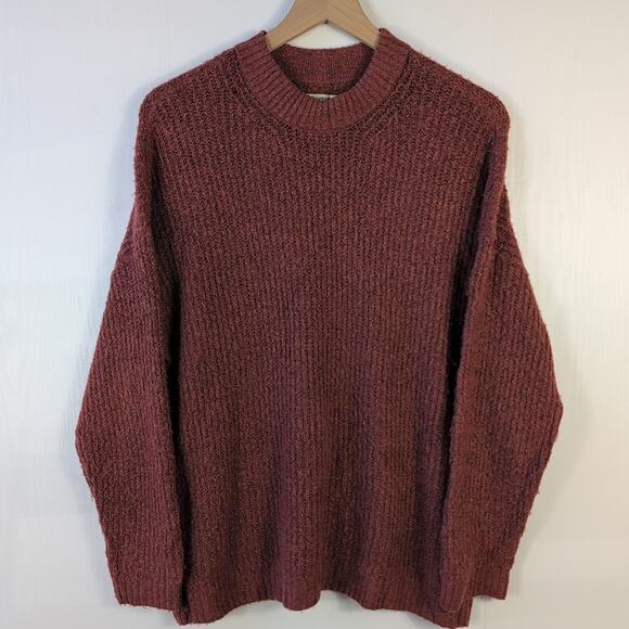 American Eagle Sweater Women’s Small Maroon Textured Knit Long Sleeve Pullover - Picture 1 of 11